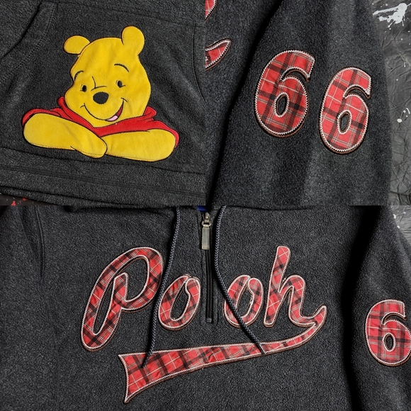 Disney vintage retro women's Winnie the Pooh graphic sewn fleece pullover size L - Picture 3 of 7